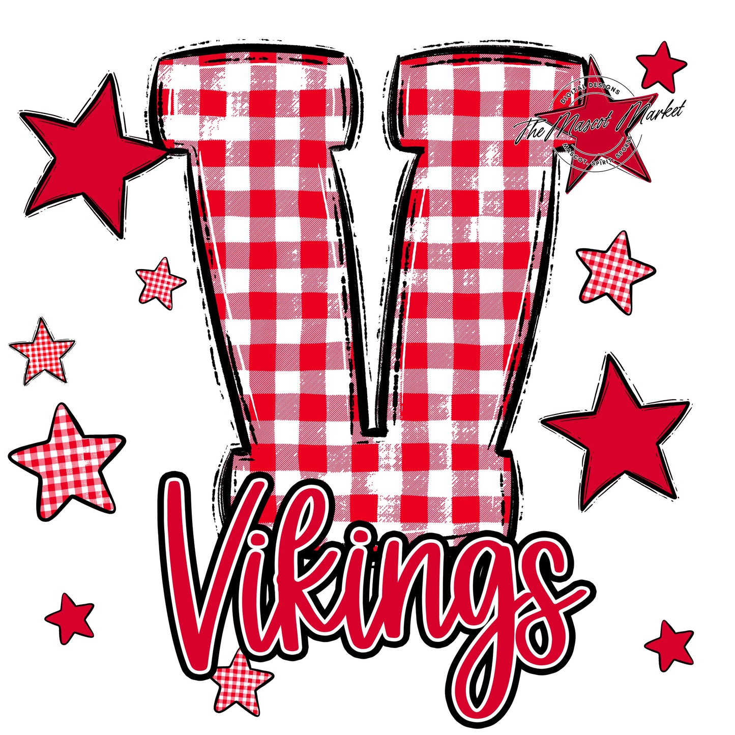 Vikings Plaid Star Design-Red