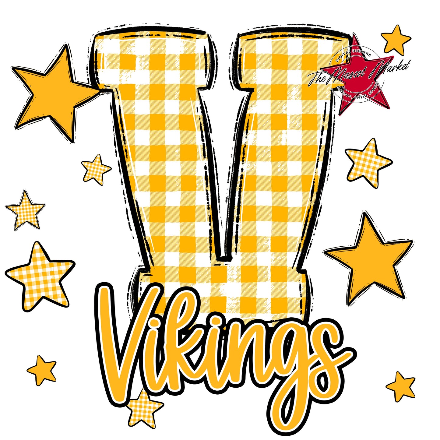 Vikings Plaid Star Design-Yellow