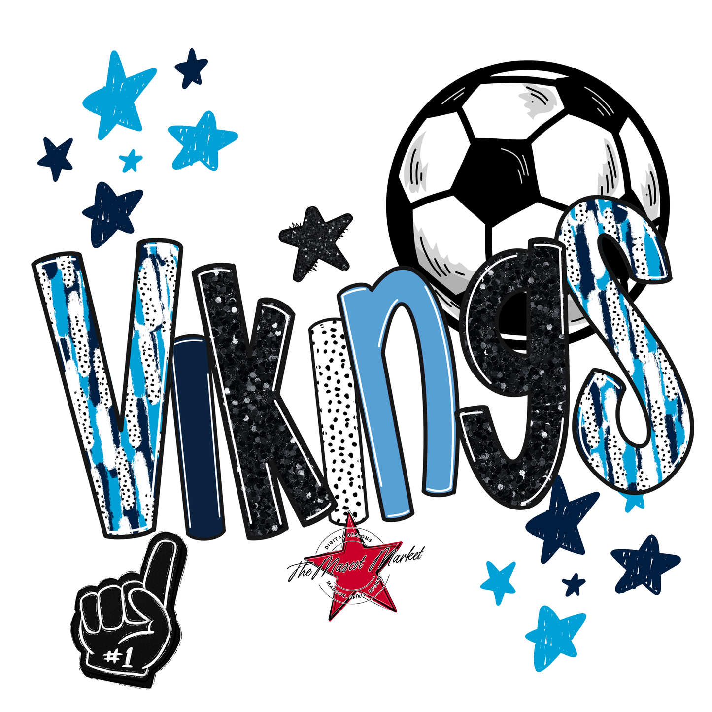 Vikings Soccer Scrape-Navy-Carolina Blue