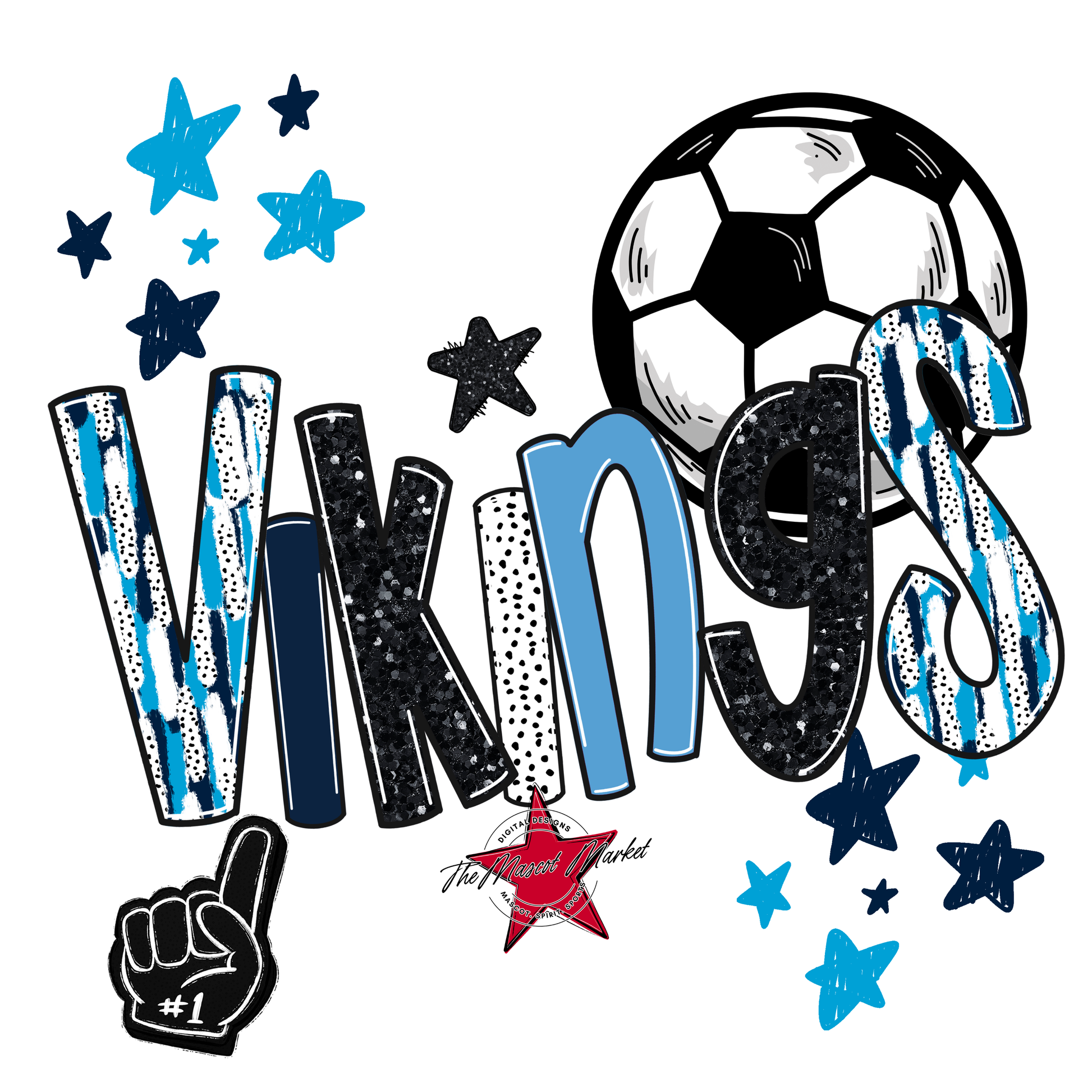 Vikings Soccer Scrape-Navy-Carolina Blue