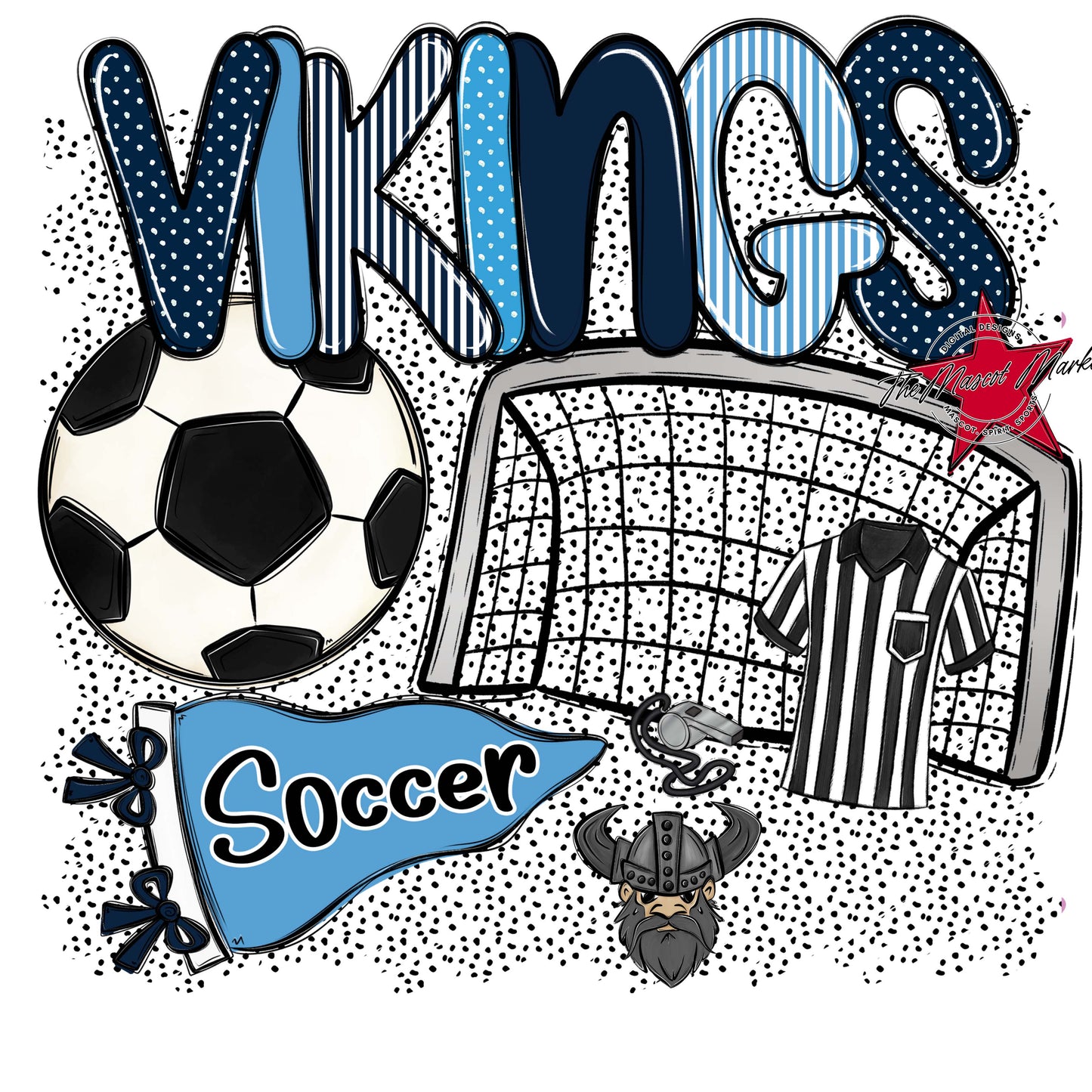 Vikings Soccer Spirit-Navy & Carolina Blue