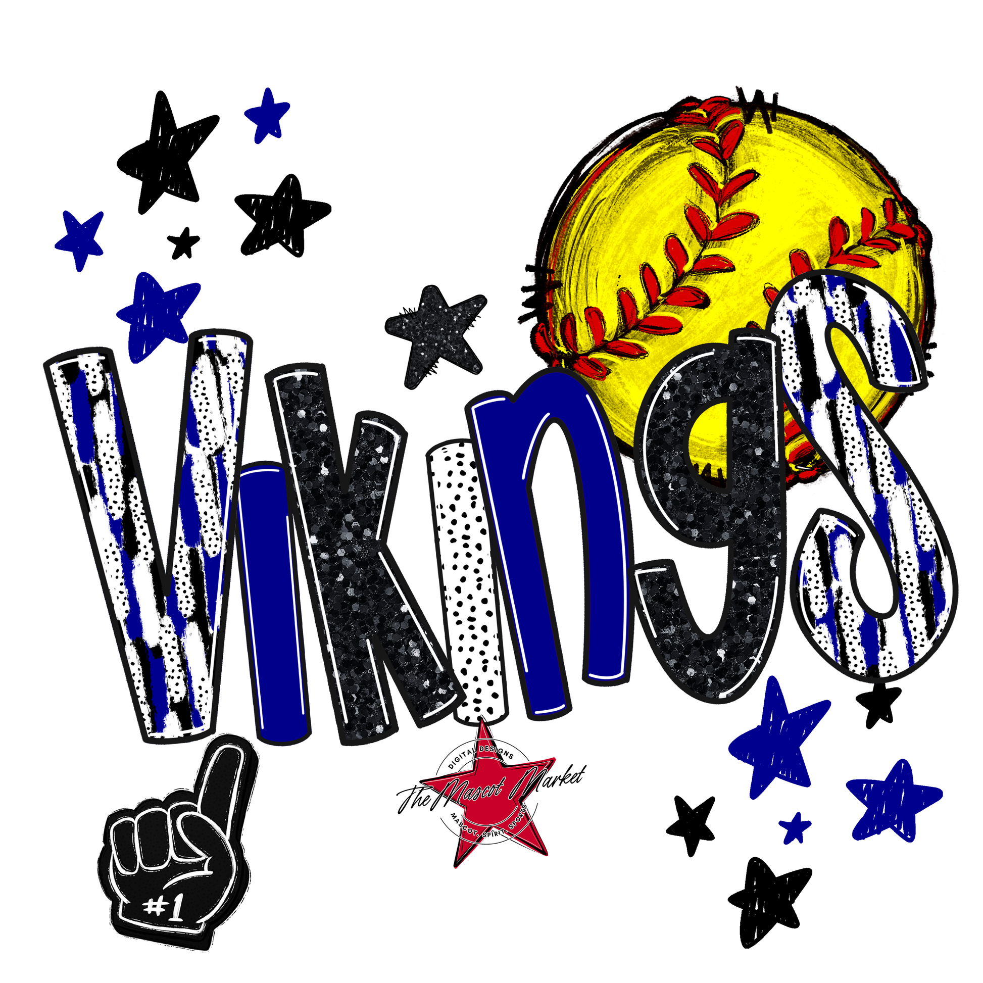 Vikings Softball Scrape-Blue