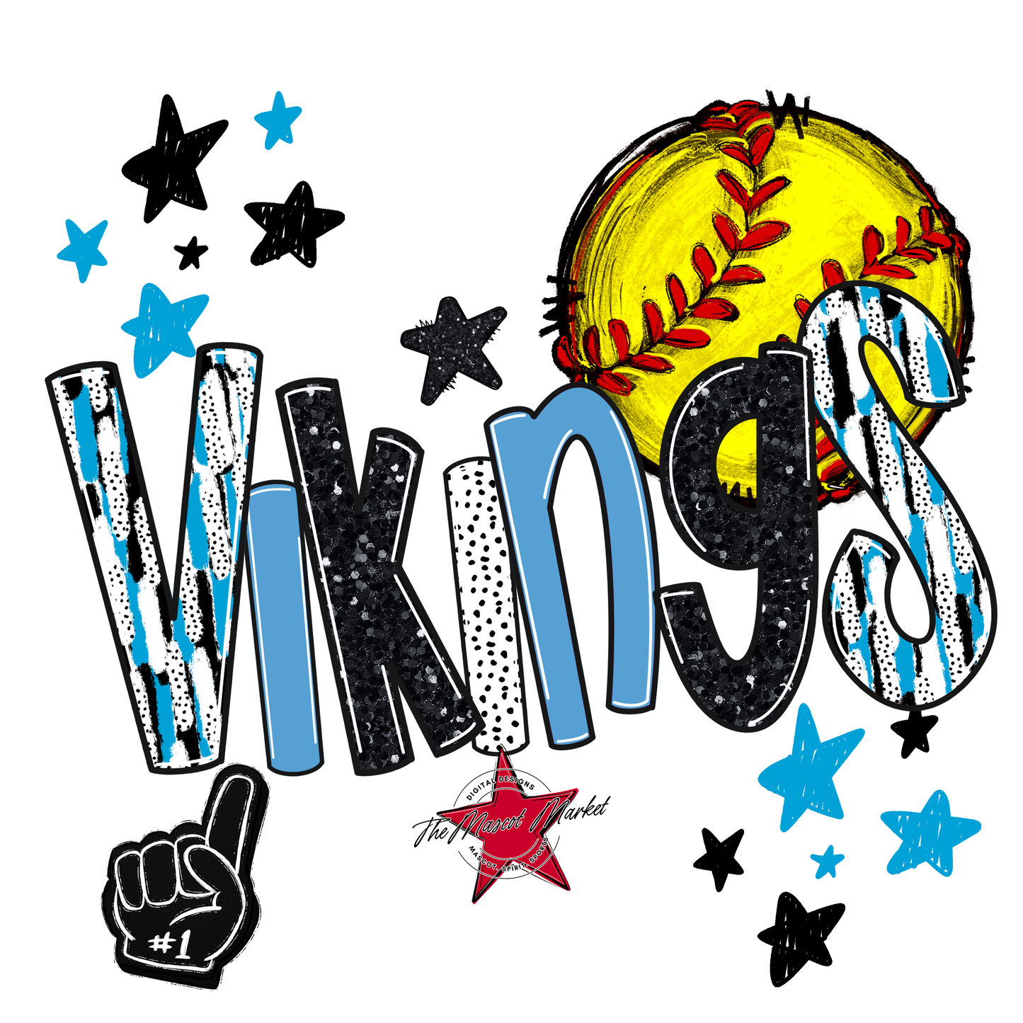 Vikings Softball Scrape-Carolina Blue