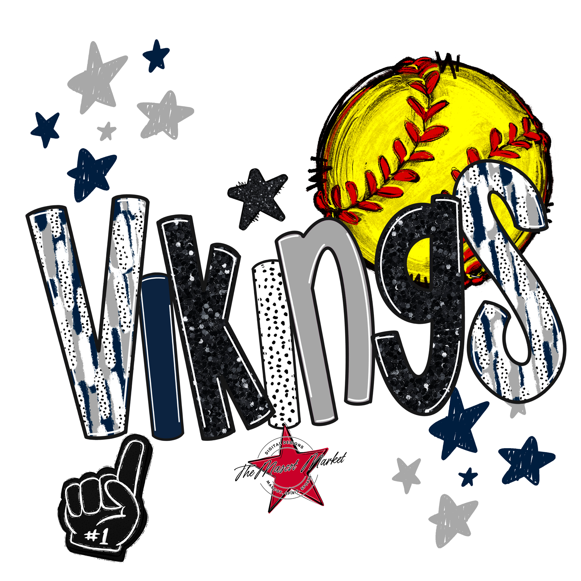 Vikings Softball Scrape-Navy-Grey