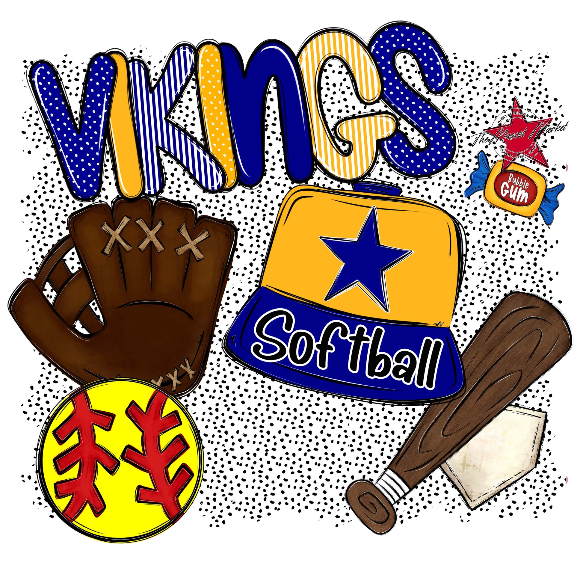 Vikings Softball Spirit-Blue & Yellow