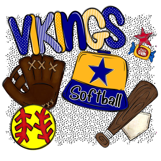 Vikings Softball Spirit-Blue & Yellow