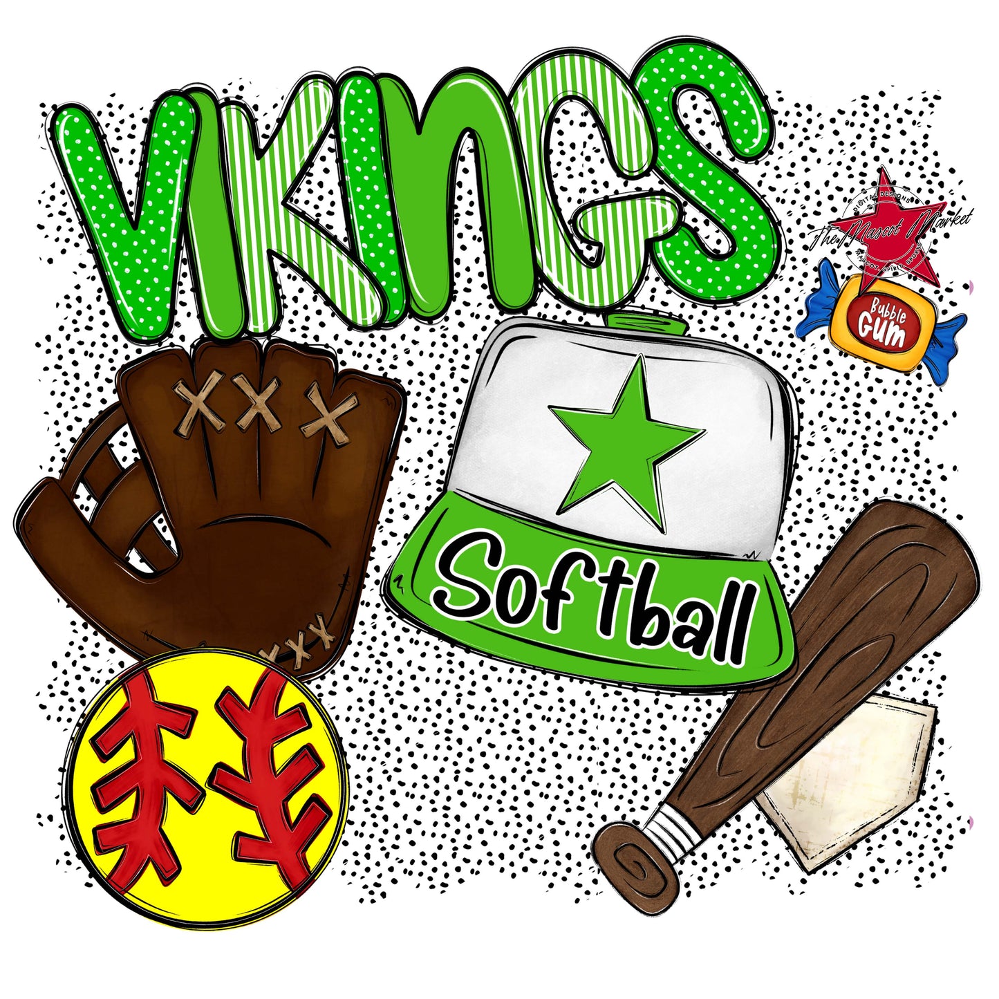 Vikings Softball Spirit-Bright Green