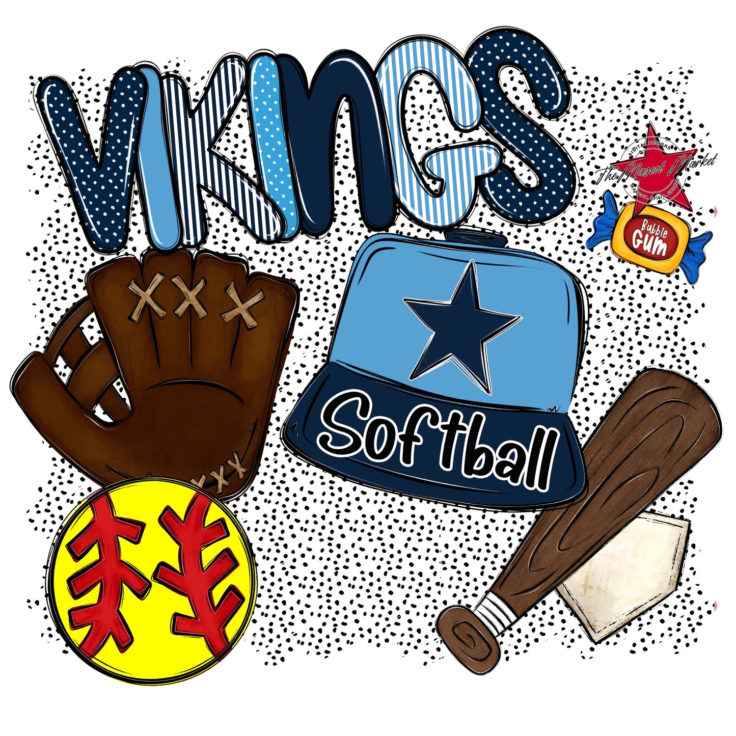 Vikings Softball Spirit-Navy & Carolina Blue