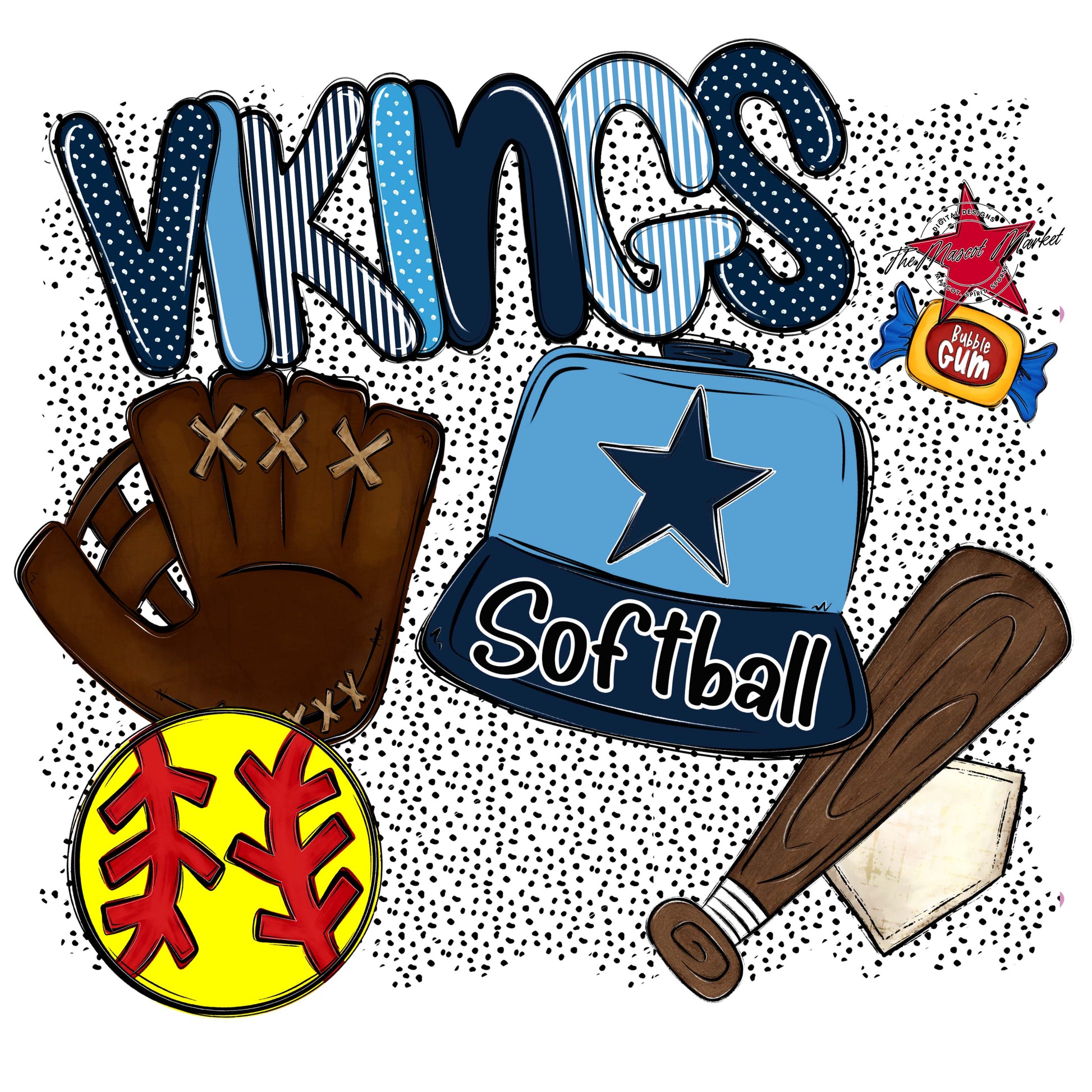 Vikings Softball Spirit-Navy & Carolina Blue