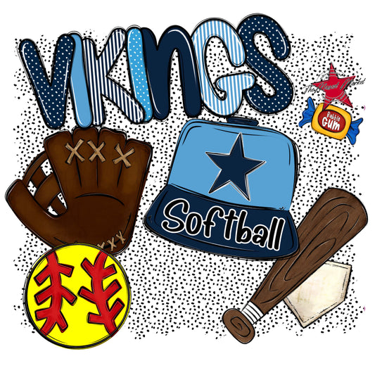 Vikings Softball Spirit-Navy & Carolina Blue