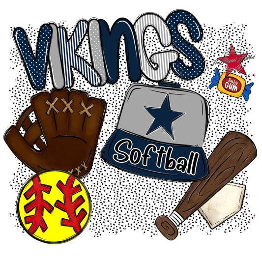 Vikings Softball Spirit-Navy & Grey