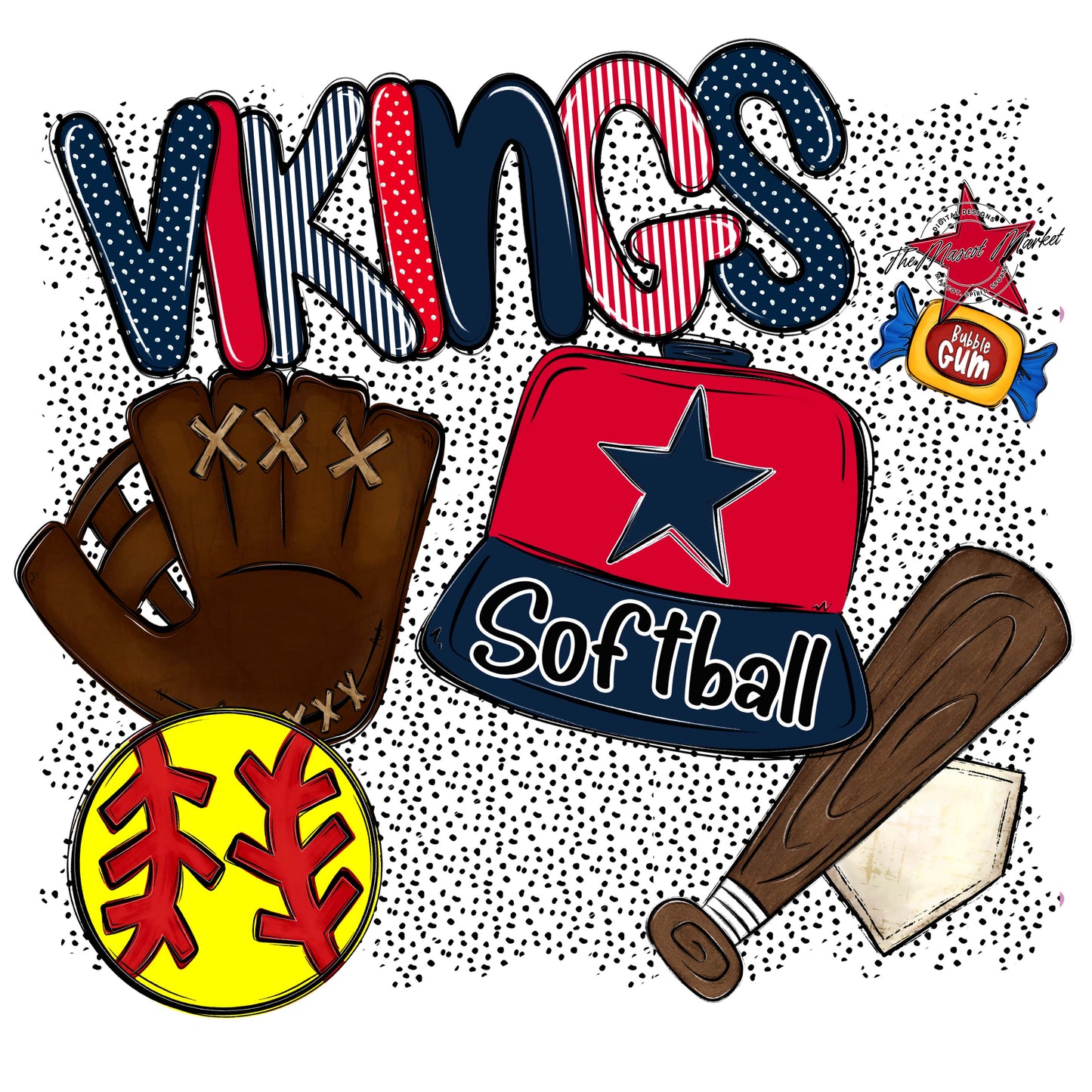 Vikings Softball Spirit-Navy & Red