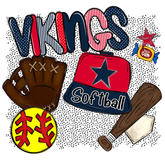 Vikings Softball Spirit-Navy & Red