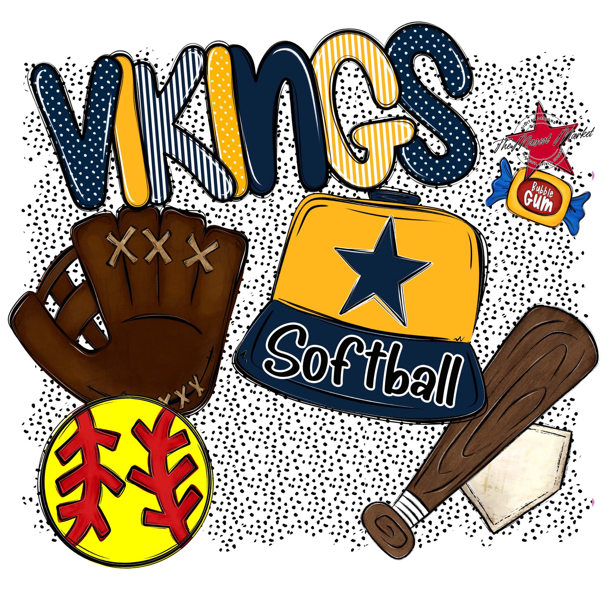 Vikings Softball Spirit-Navy & Yellow