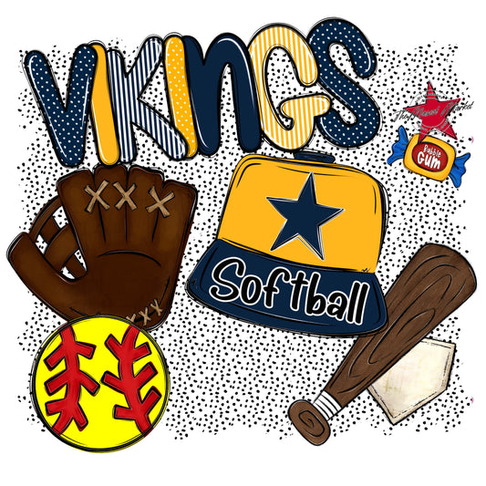 Vikings Softball Spirit-Navy & Yellow