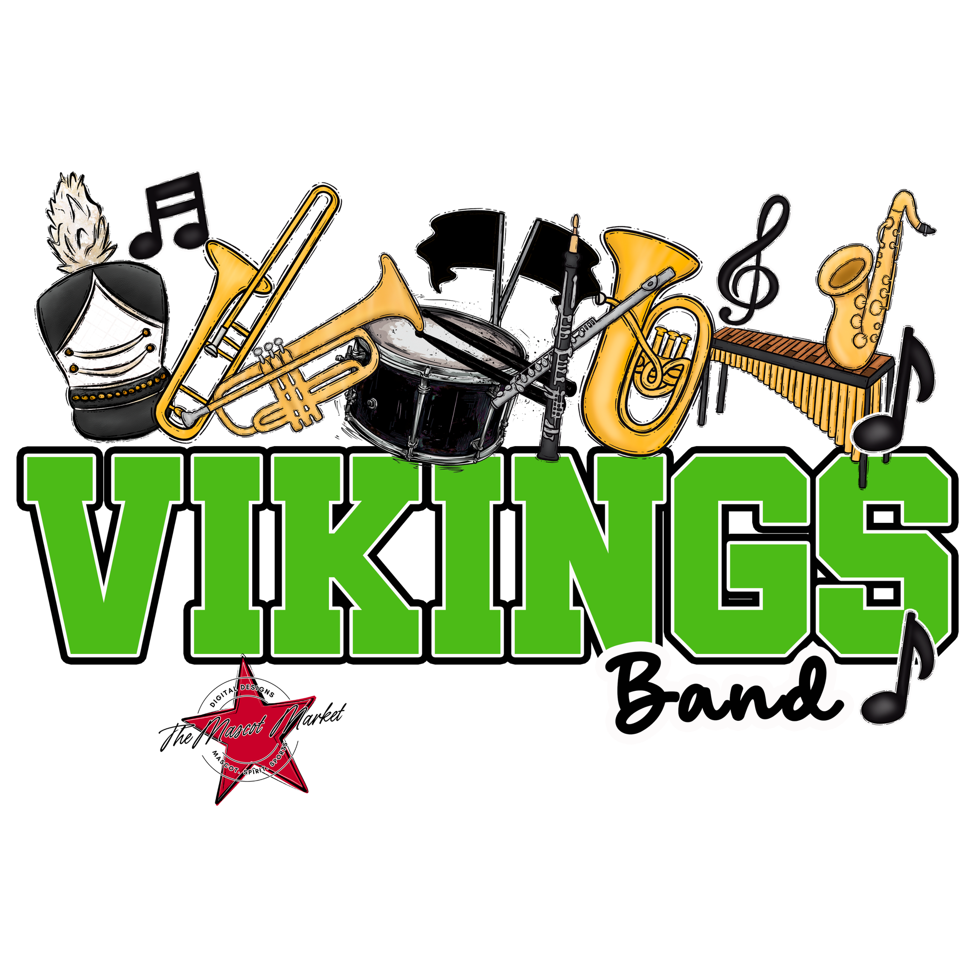 Vikings Varsity Band-Bright Green