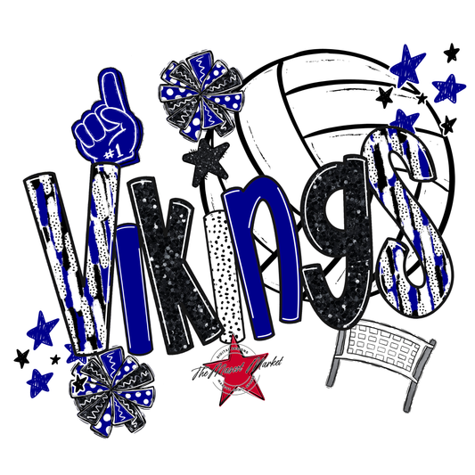 Vikings Volleyball Scrape-Blue