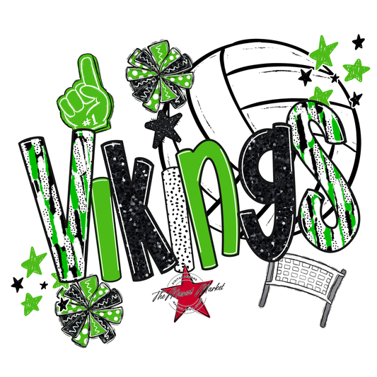 Vikings Volleyball Scrape-Bright Green