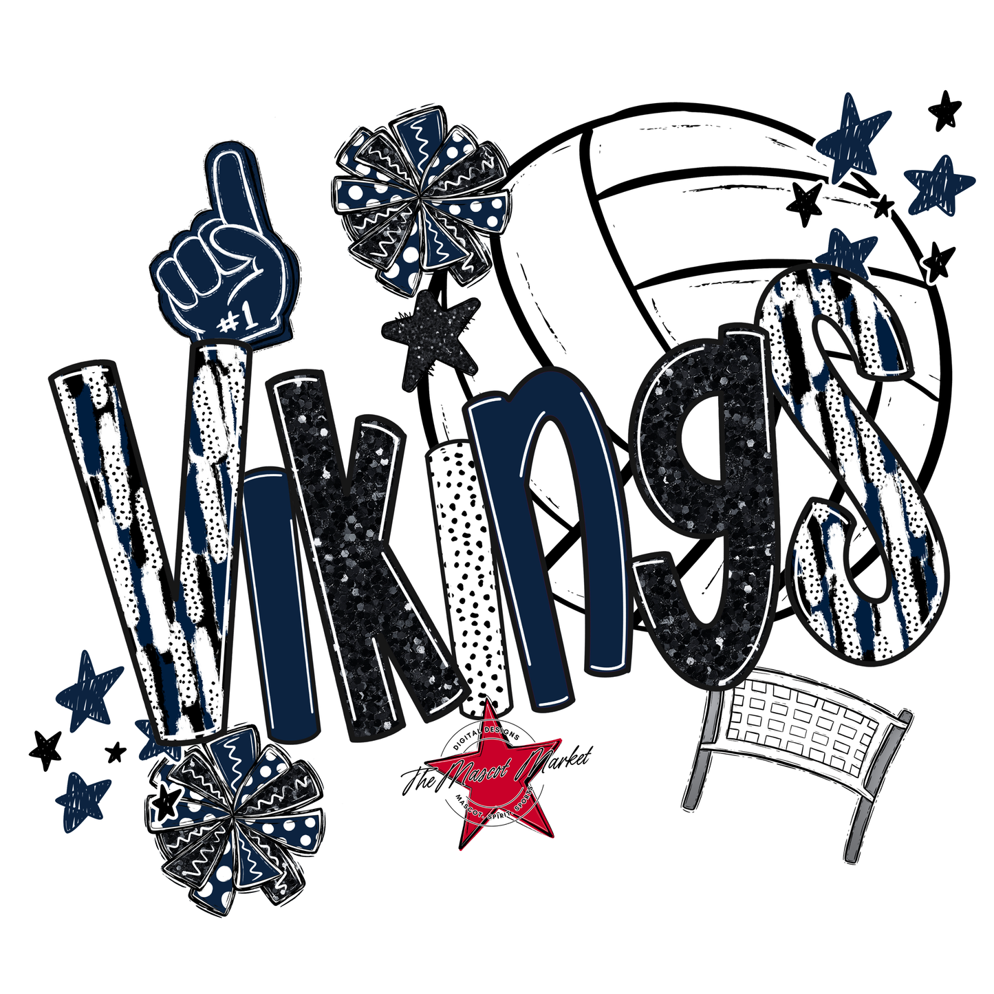 Vikings Volleyball Scrape-Navy