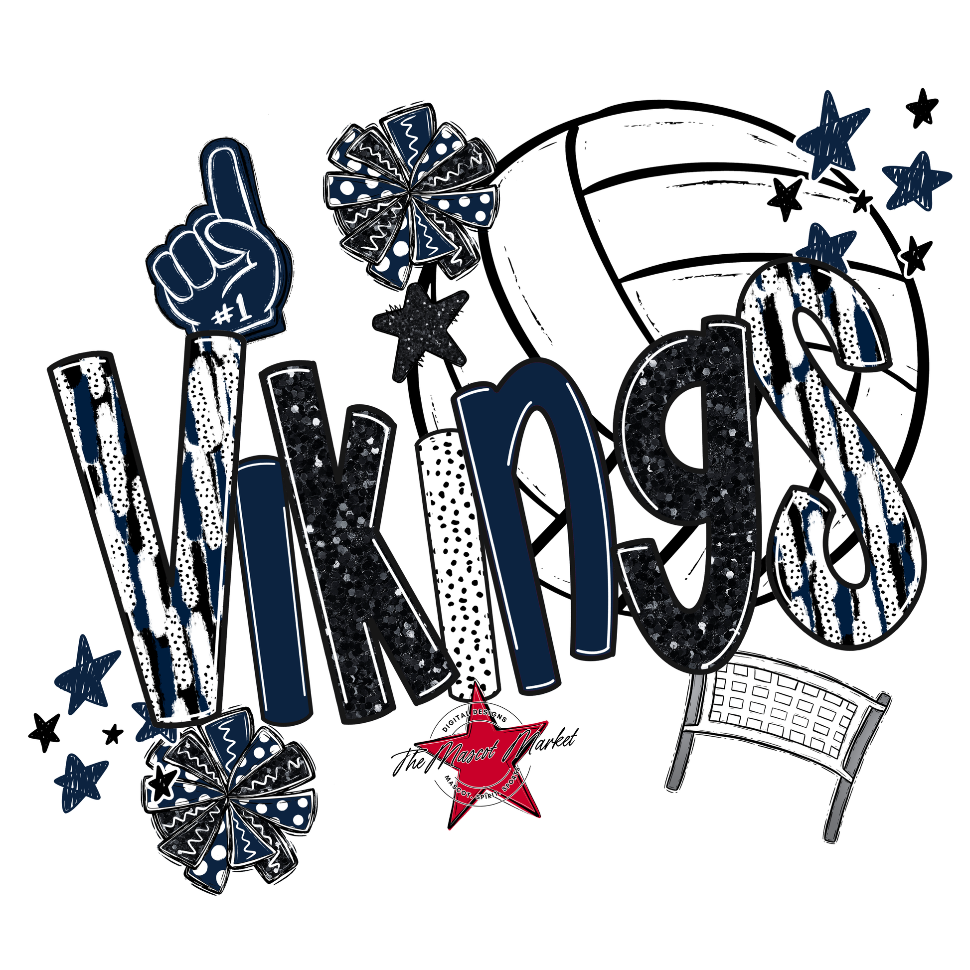 Vikings Volleyball Scrape-Navy