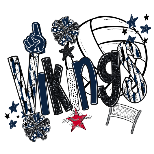 Vikings Volleyball Scrape-Navy