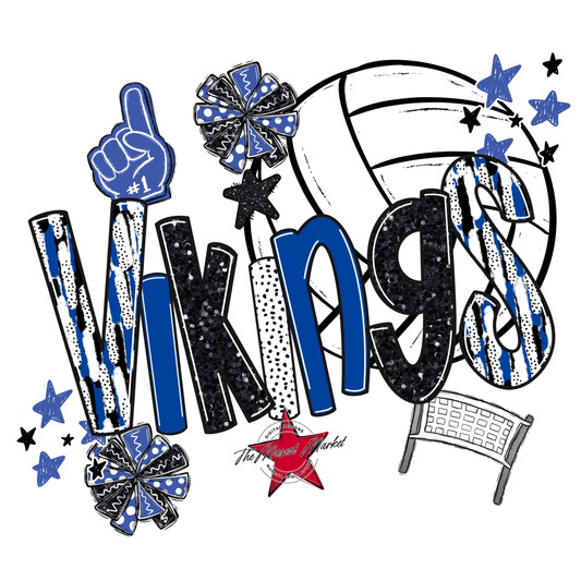 Vikings Volleyball Scrape-Off Blue