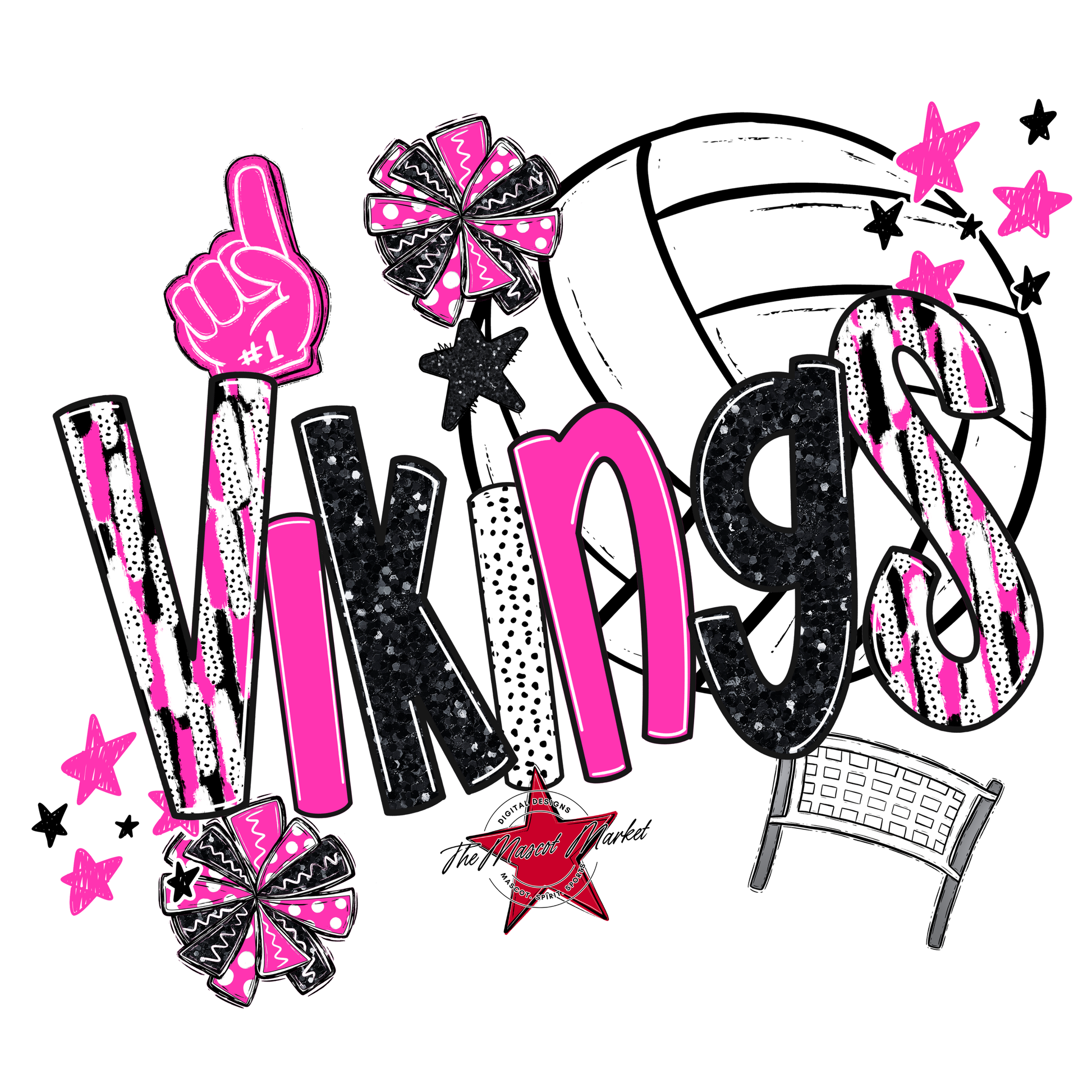Vikings Volleyball Scrape-Pink