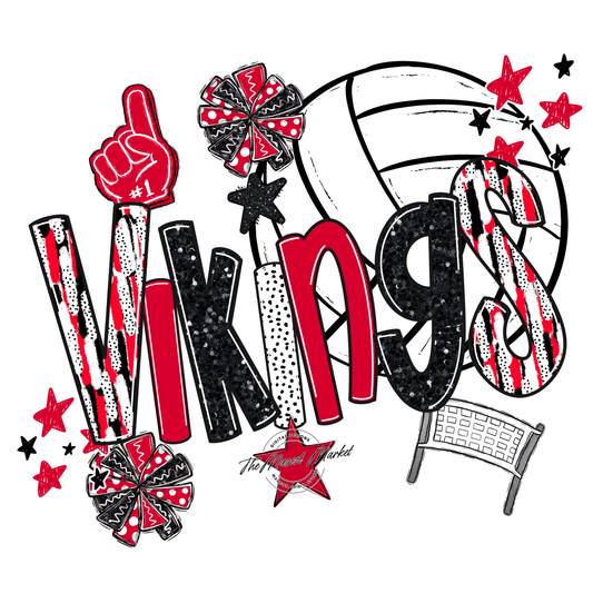 Vikings Volleyball Scrape-Red