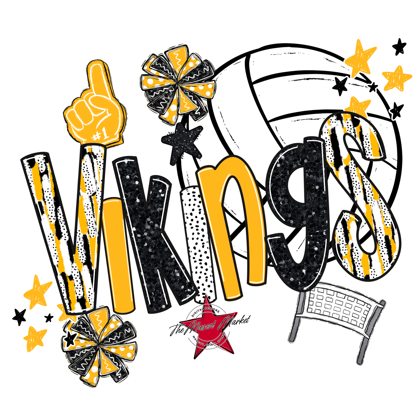 Vikings Volleyball Scrape-Yellow
