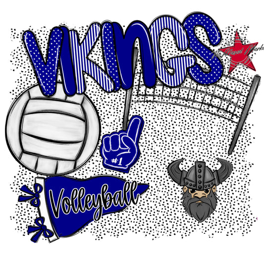 Vikings Volleyball Spirit-Blue