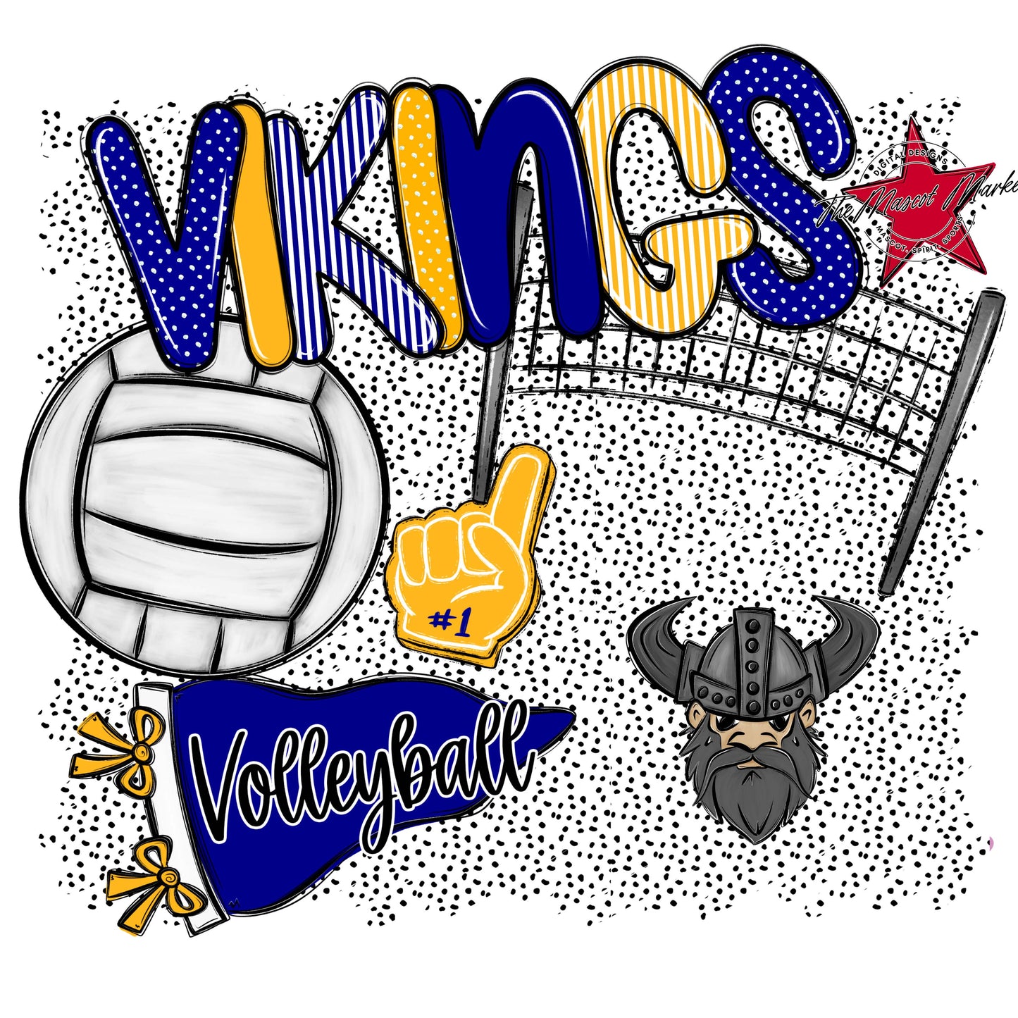Vikings Volleyball Spirit-Blue & Yellow