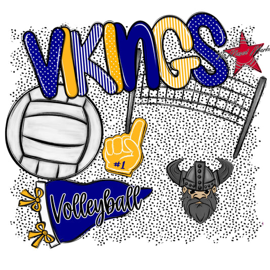 Vikings Volleyball Spirit-Blue & Yellow