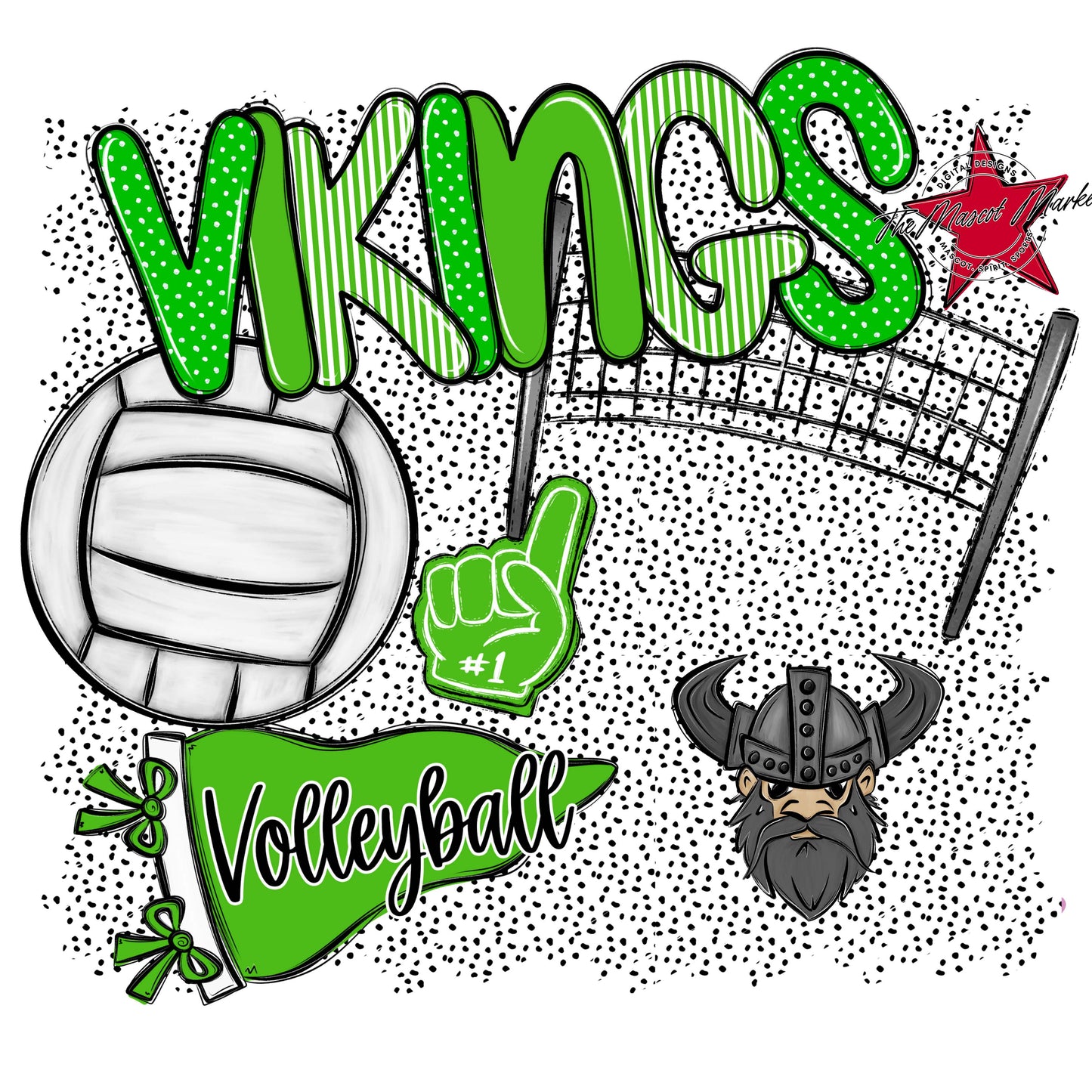 Vikings Volleyball Spirit-Bright Green