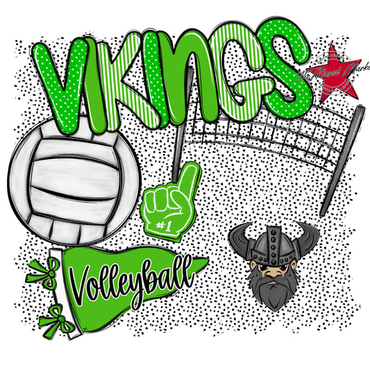 Vikings Volleyball Spirit-Bright Green