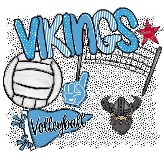 Vikings Volleyball Spirit-Carolina Blue