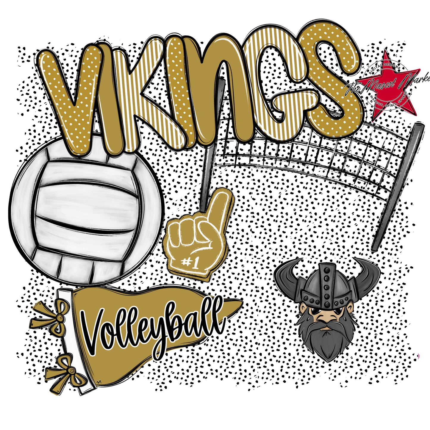 Vikings Volleyball Spirit-Gold