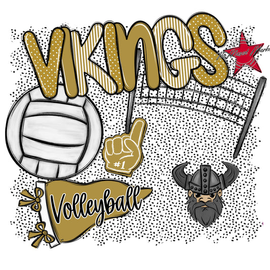 Vikings Volleyball Spirit-Gold
