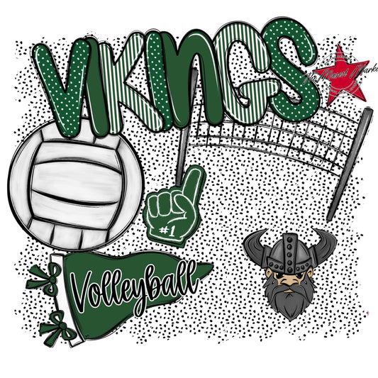 Vikings Volleyball Spirit-Green