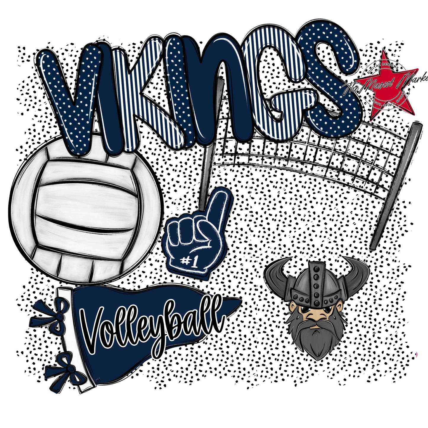 Vikings Volleyball Spirit-Navy