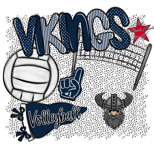 Vikings Volleyball Spirit-Navy