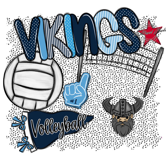 Vikings Volleyball Spirit-Navy & Carolina Blue