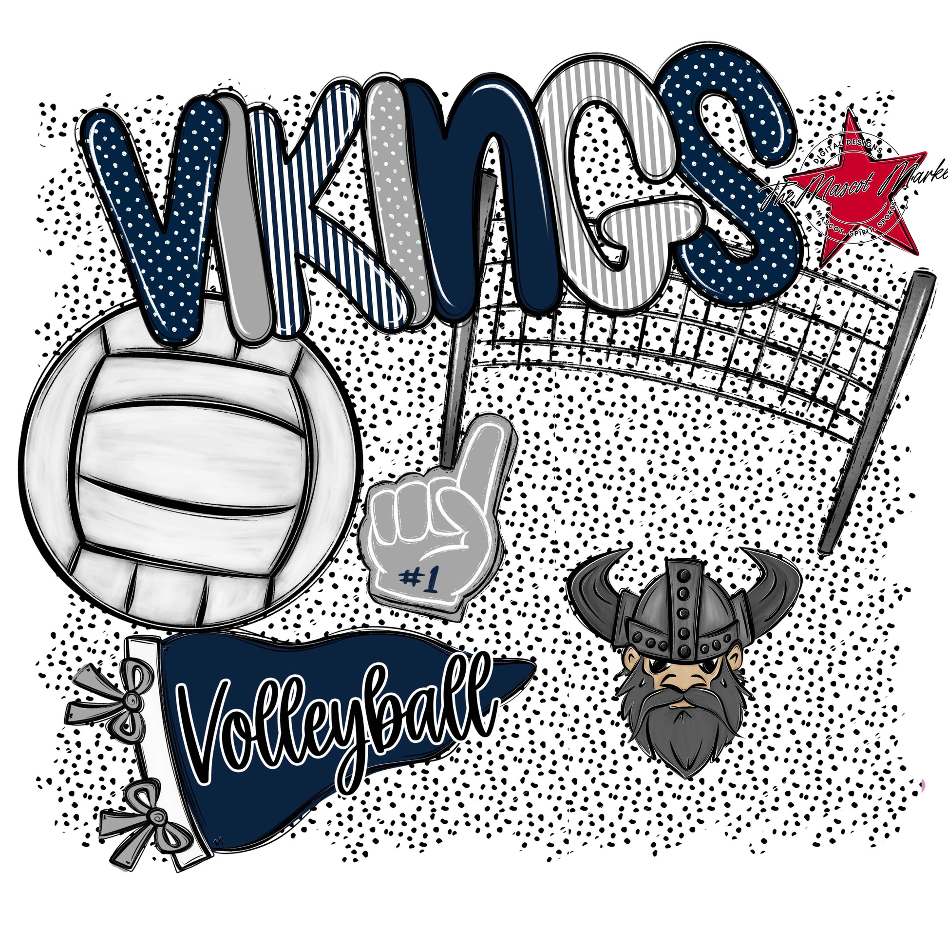 Vikings Volleyball Spirit-Navy & Grey