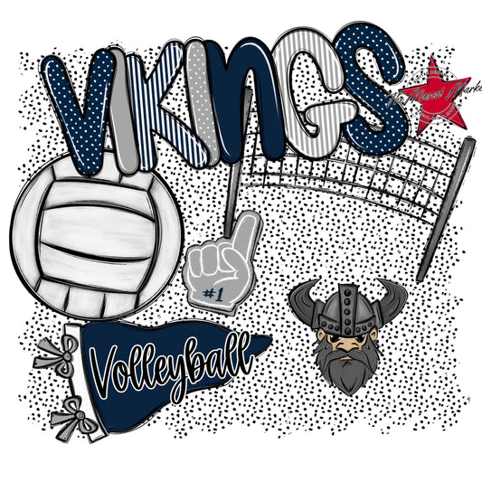 Vikings Volleyball Spirit-Navy & Grey
