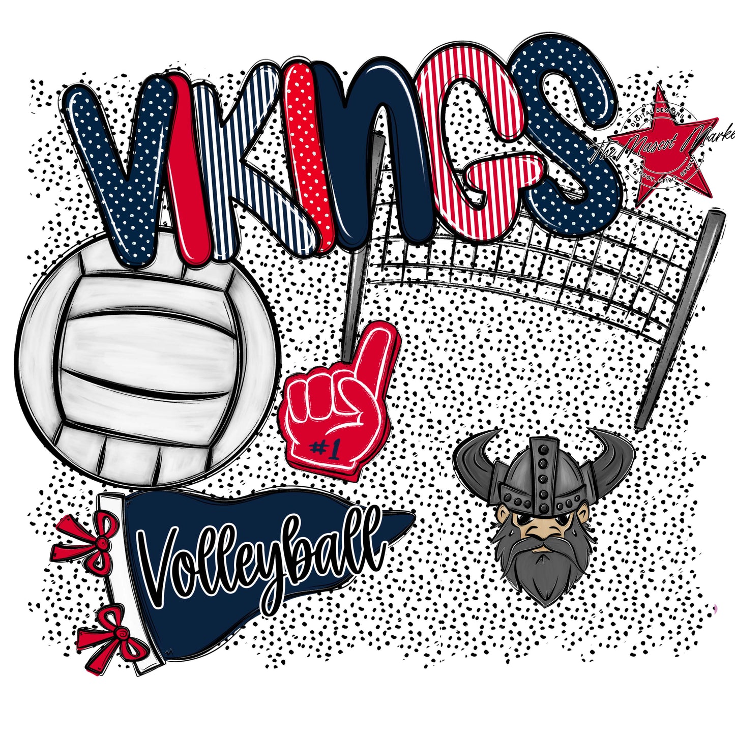 Vikings Volleyball Spirit-Navy & Red