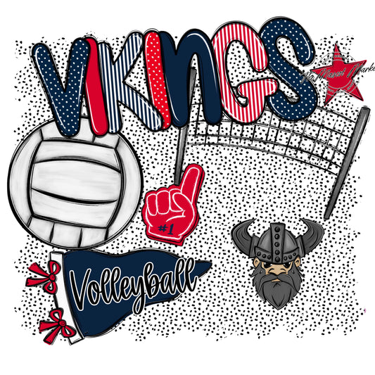 Vikings Volleyball Spirit-Navy & Red