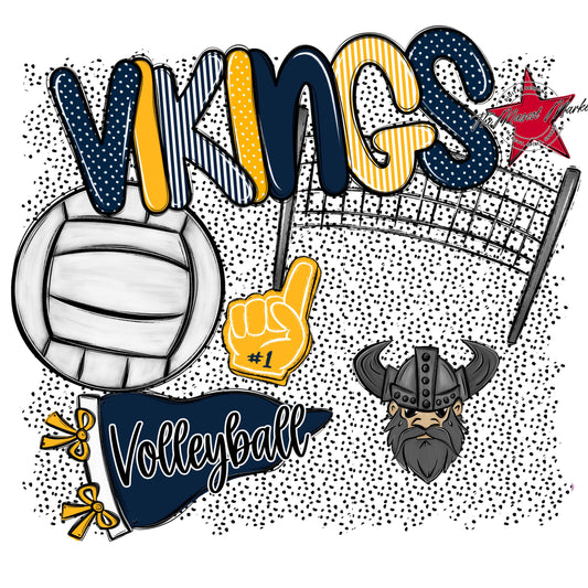 Vikings Volleyball Spirit-Navy & Yellow