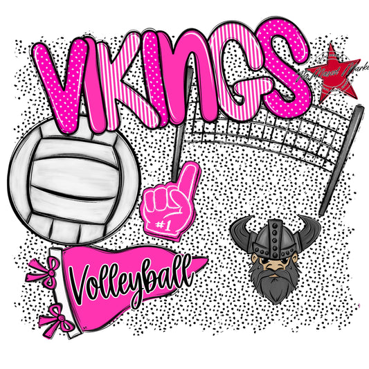 Vikings Volleyball Spirit-Pink