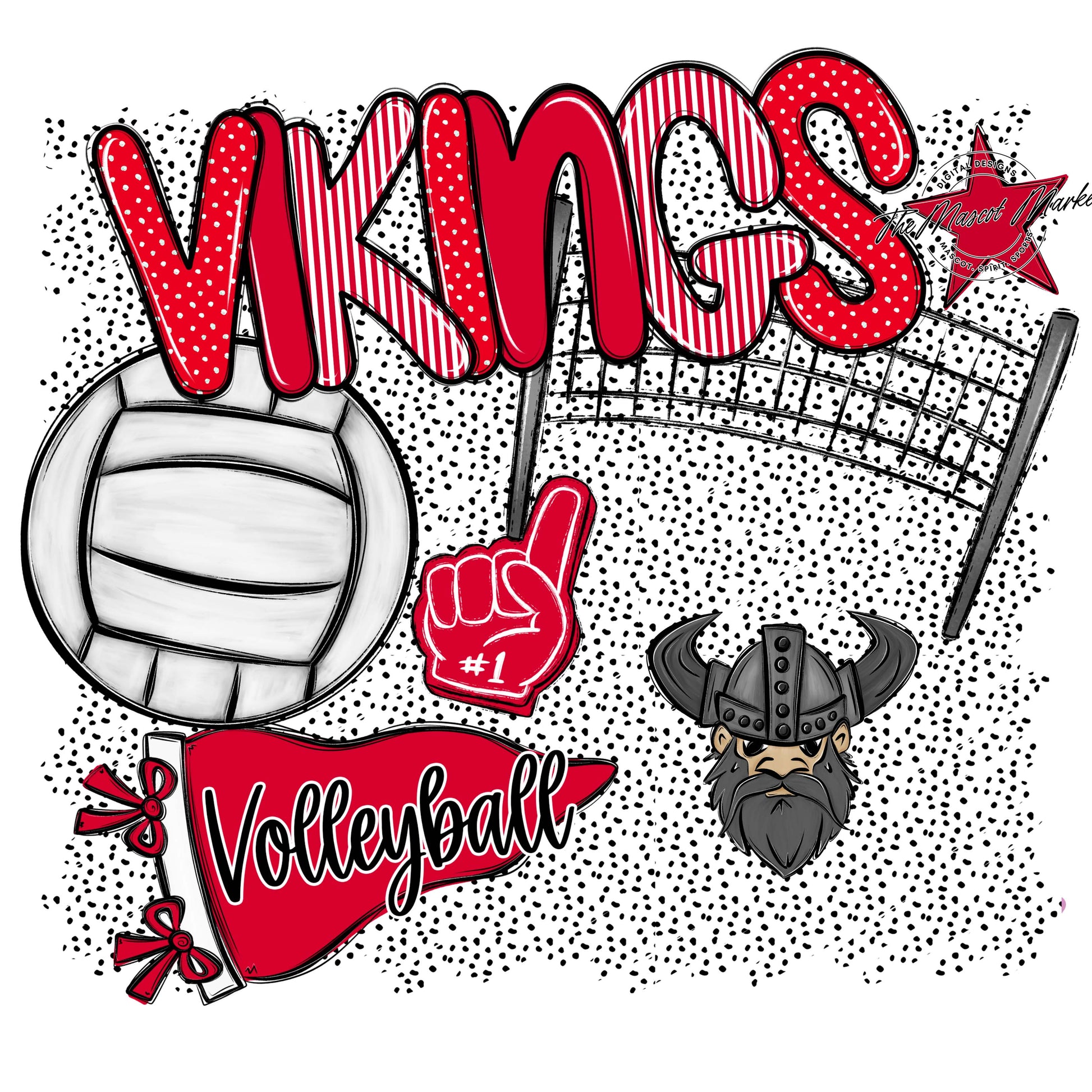 Vikings Volleyball Spirit-Red