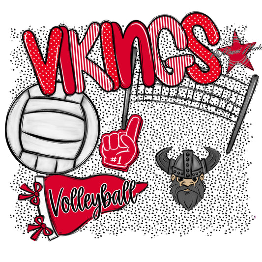Vikings Volleyball Spirit-Red