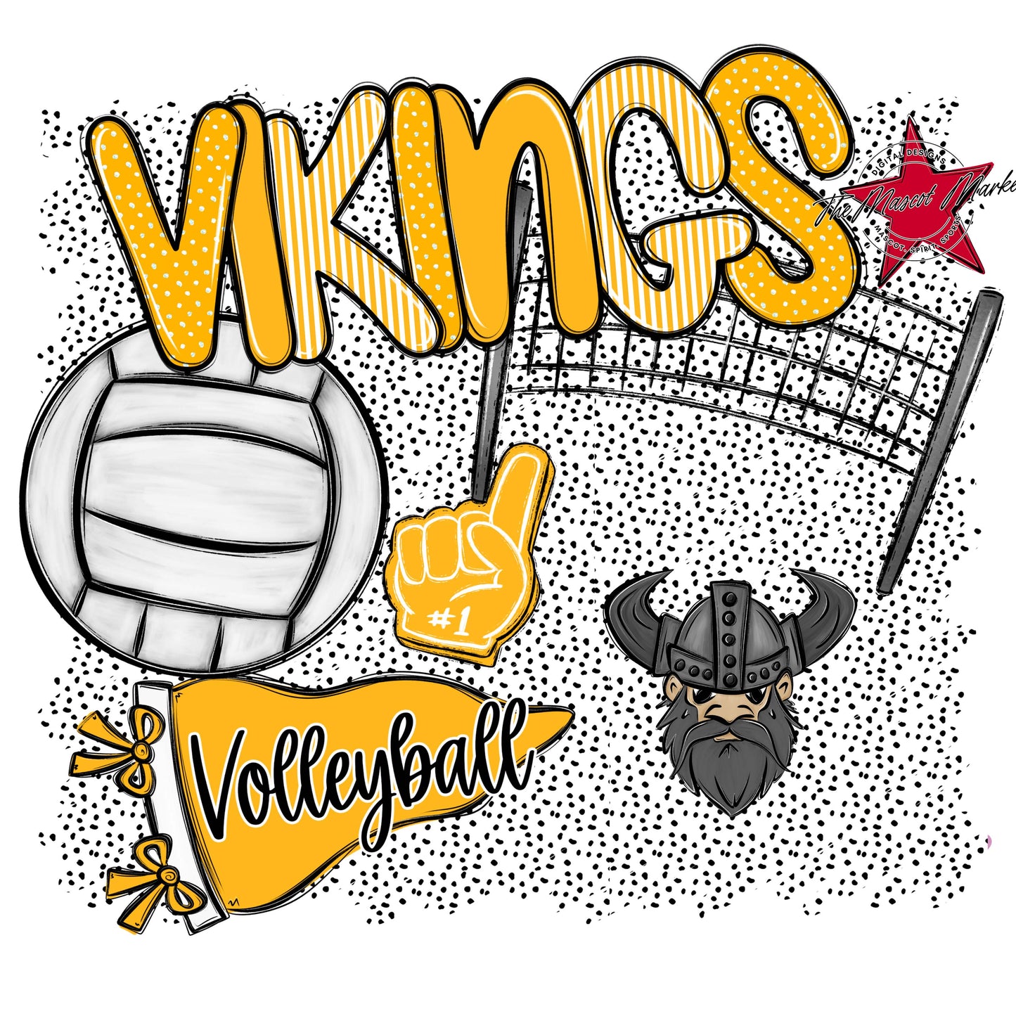 Vikings Volleyball Spirit-Yellow